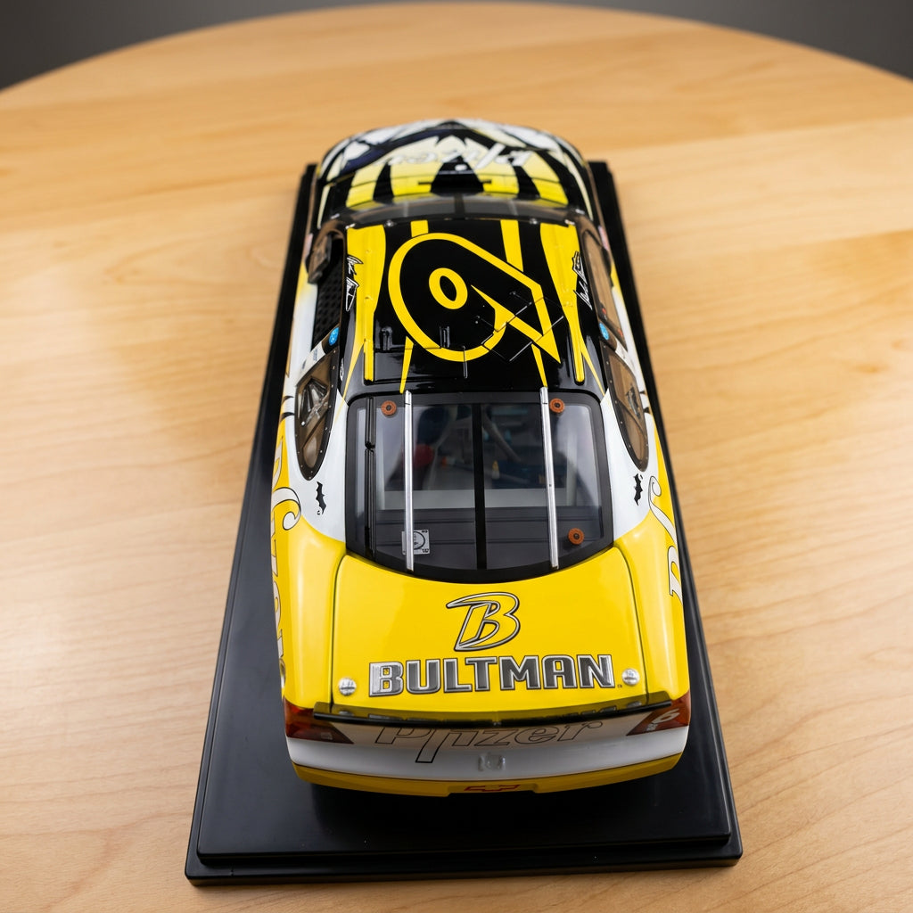 Rear and roof view of Mark Martin No. 6 Batman diecast