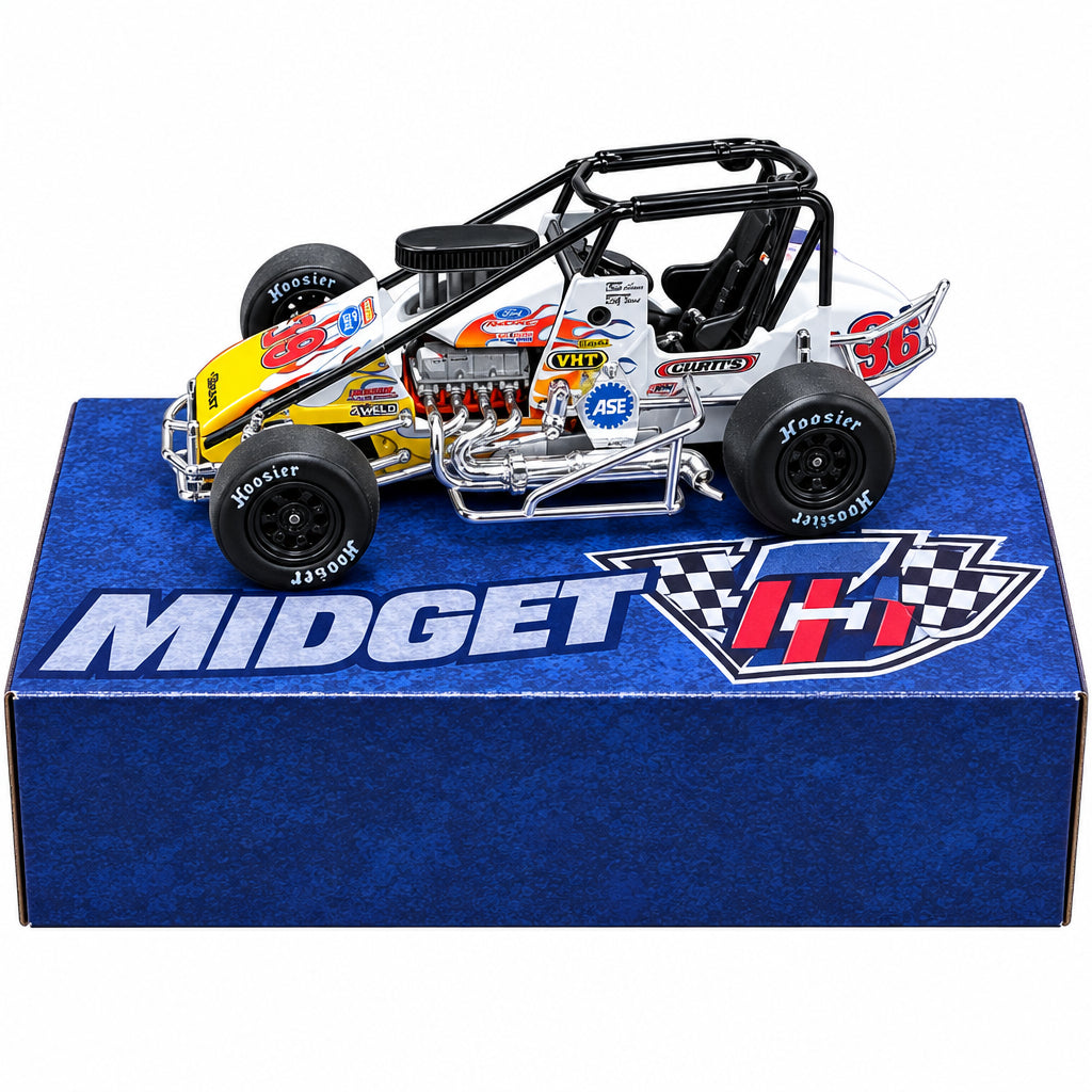 Angled view of Tony Stewart No. 19 midget diecast